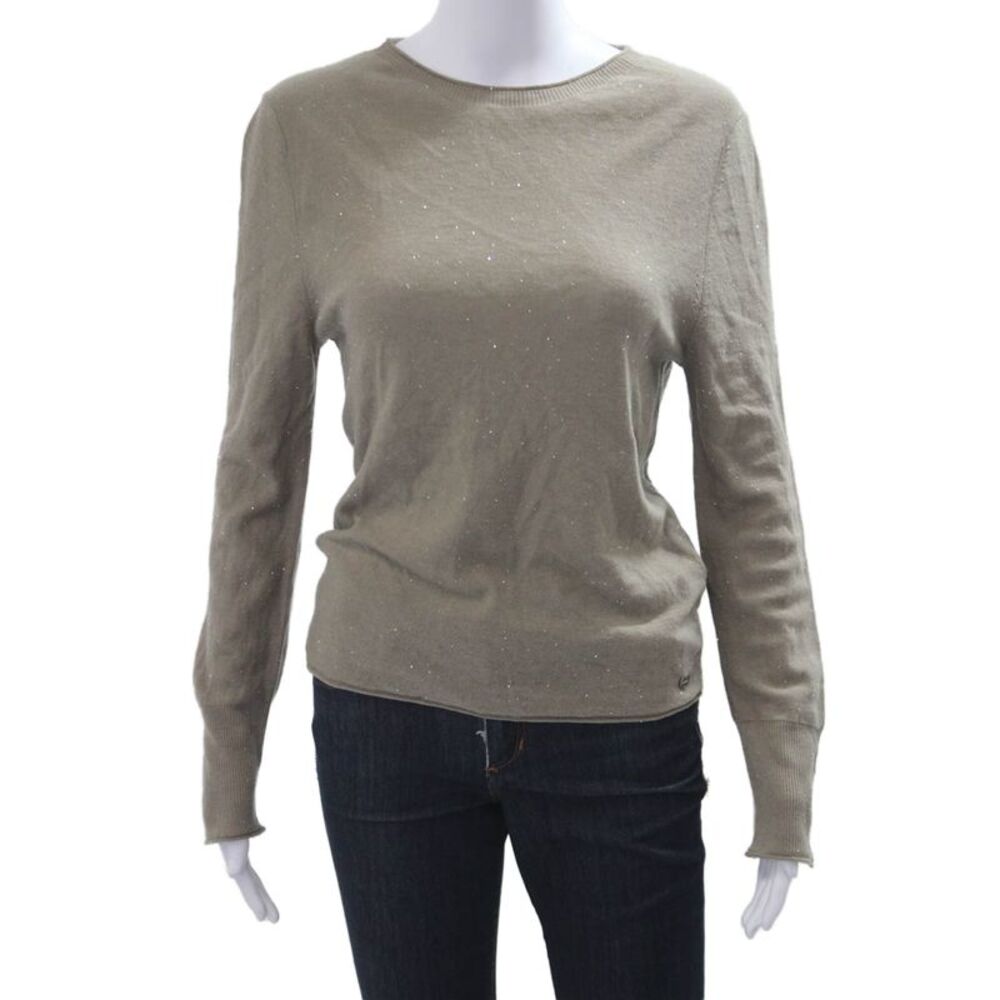 Marccain Unisex Beige Wool Pullover Crew Neck Long Sleeve Sweater Size 4